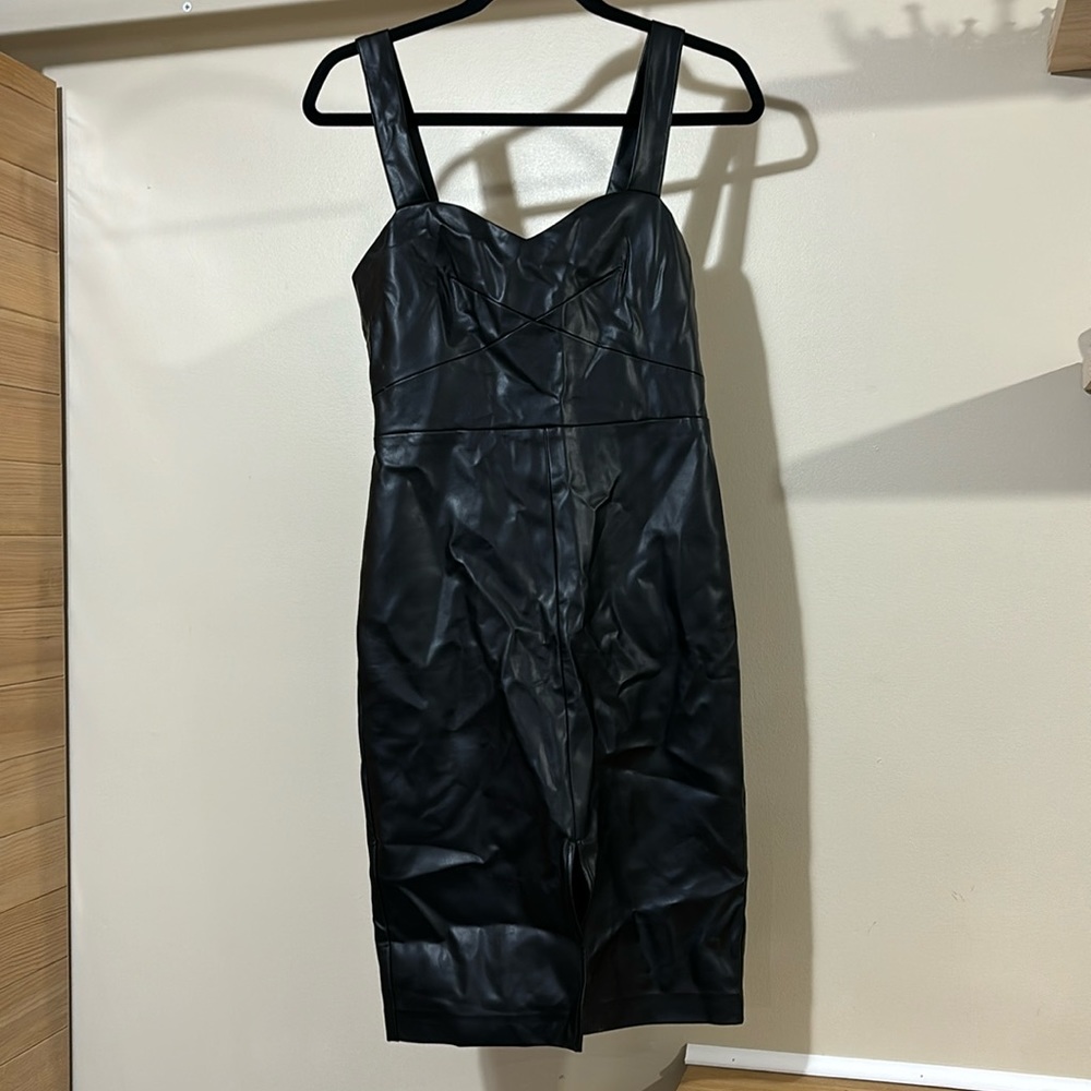 NWT French Connection PU lamskin leather dress